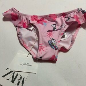 Zara Pink Girls' Swim Briefs with Snoopy Surf Motif